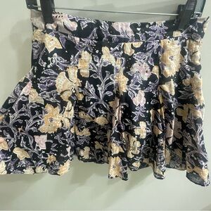 Free People End of the Island Floral Pleated Mini Skirt Size 6